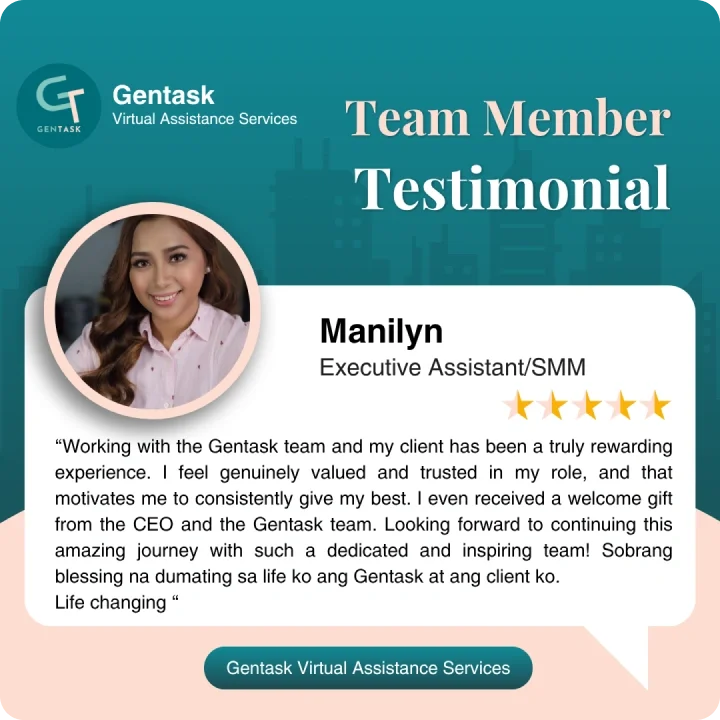 Testimonial from Manilyn, Executive Assistant/SMM at Gentask